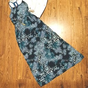 No Boundaries Sleeveless Maxi Dress Sundress sz Small Blue Animal Print